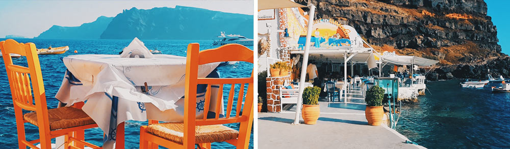 Santorin Grèce katina fish taverne  voyager port Amoudi Santorini Santorini voyage à santorin vacances santorin grèce grece cyclades iles grecques mer égée santorin milos naxos paros mykonos folegandros blog voyage emma blogueuse voyage emma gattuso emma vlog trotter vlogs vlog santorin milos chora oia fira thira caldeira santorin red beach akrotiri pyrgos megalochori plus belles plages de grèce plus belle chora ios greece europe vacances en grèce voyage dans les cyclades partir en europe canaves oia suites canaves epitome où loger à santorin meilleur hotel santorin vue mer santorin itinéraire cyclades itinéraire santorin que voir que faire à santorin 1 semaine à santorin plus beaux sites plus beaux spots santorin incontournables vlog santorin